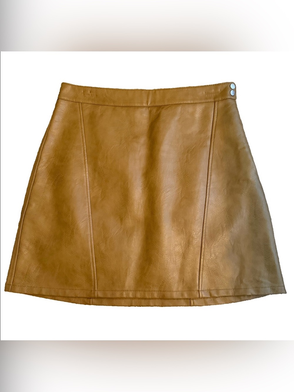 Zara Cognac Faux Leather Mini Skirt Woman’s Medium
